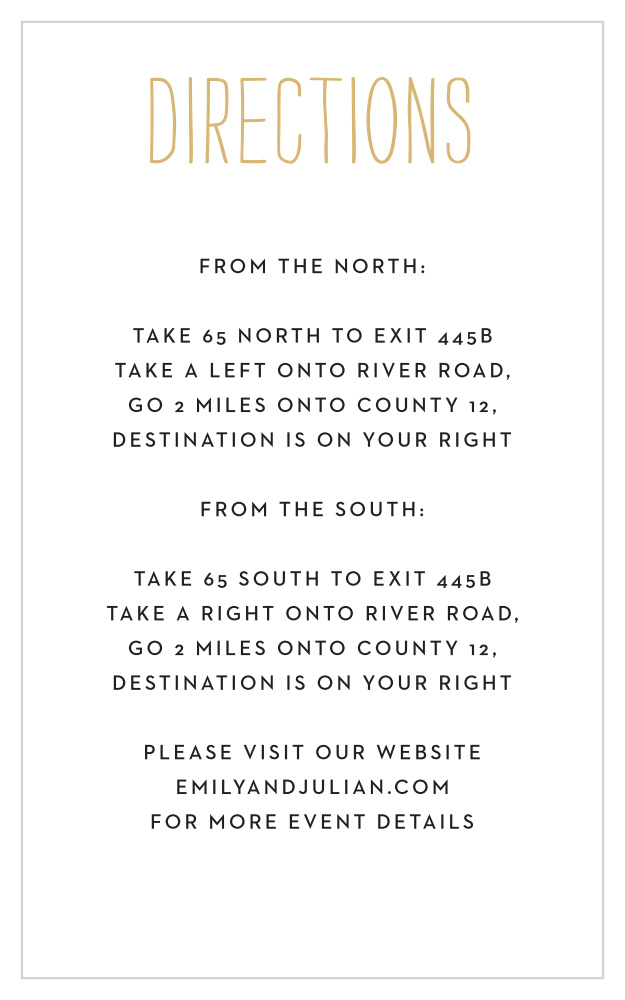 Rustic Type Direction Cards
