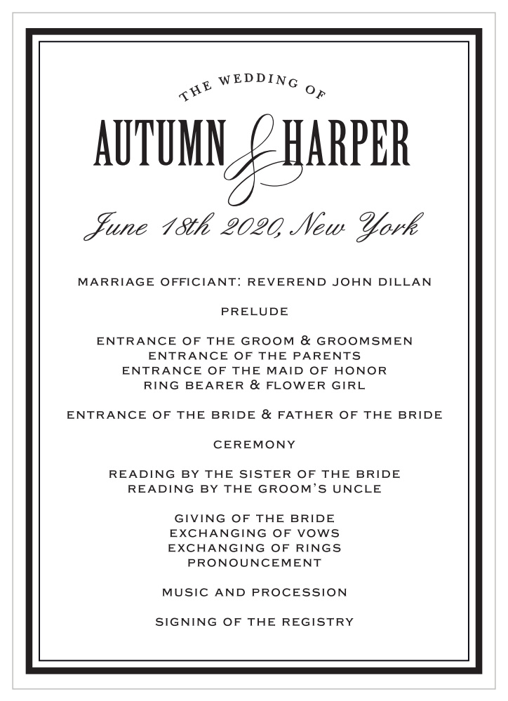 Antique Elegance Wedding Programs