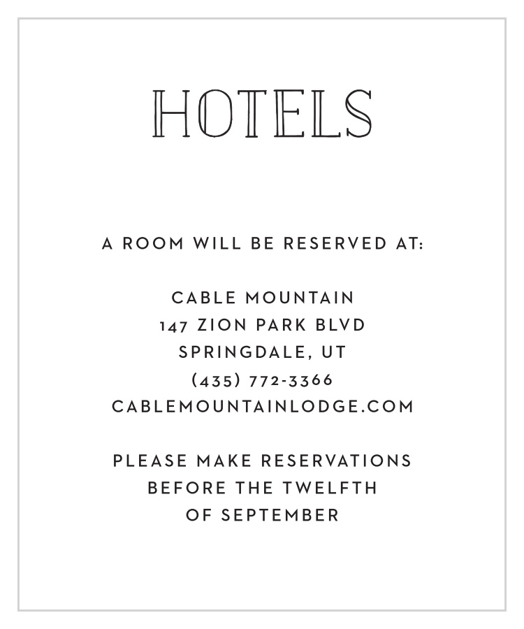 Type Frame Accommodation Cards