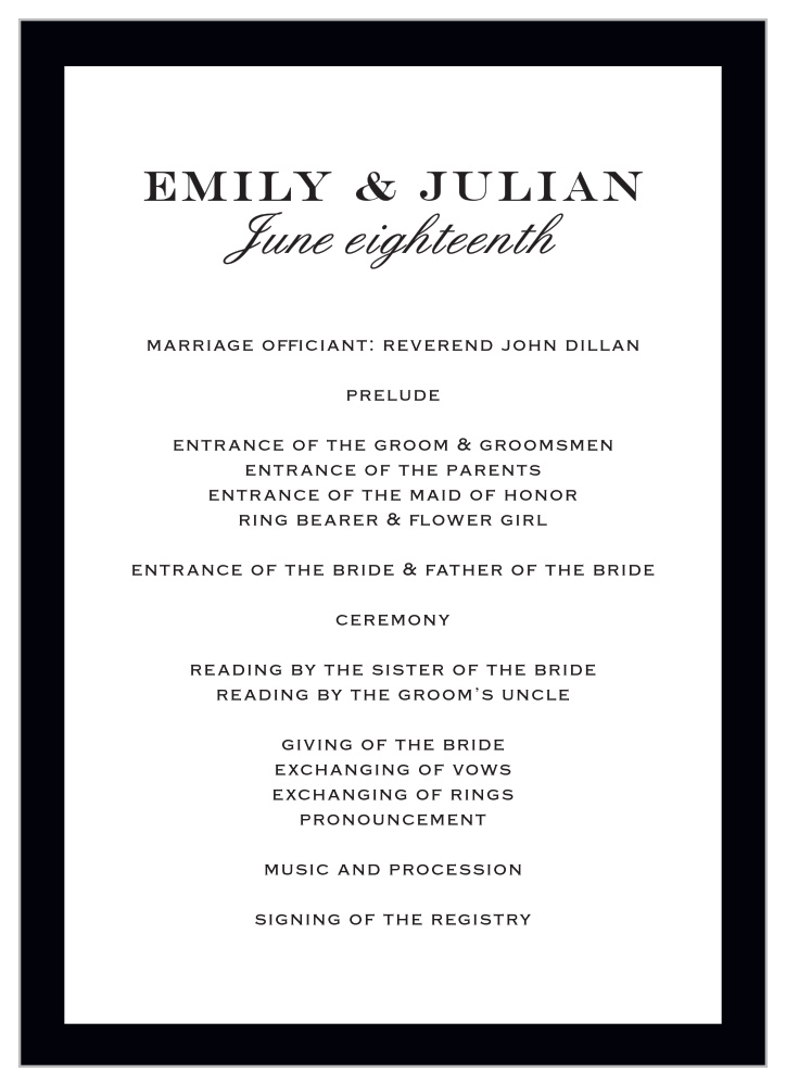 Classic Border Wedding Programs