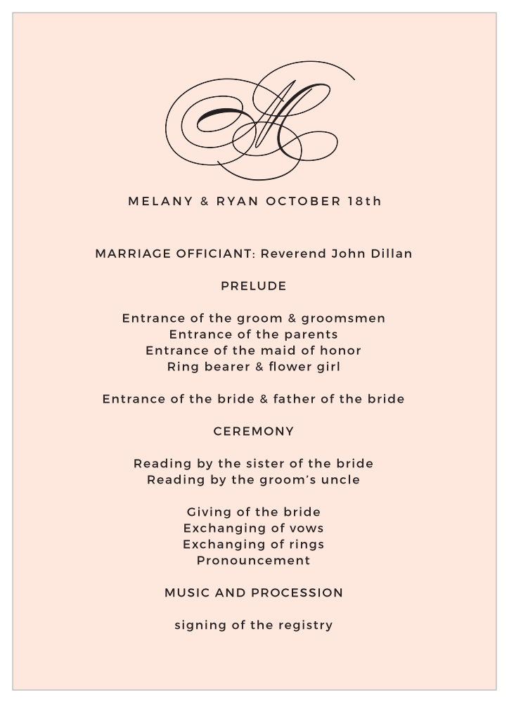 Charmed Monogram Wedding Programs