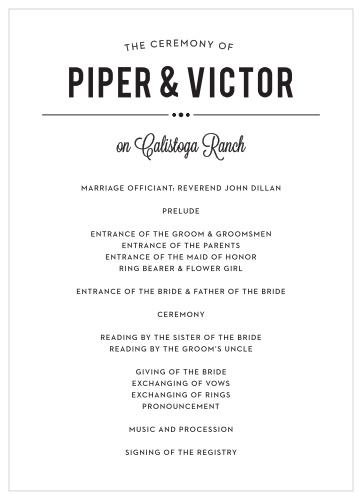 Perennial Playbill Wedding Programs