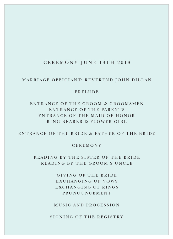 Romantic Calligraphy Wedding Programs