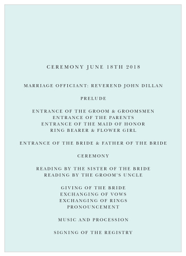 Romantic Calligraphy Wedding Programs