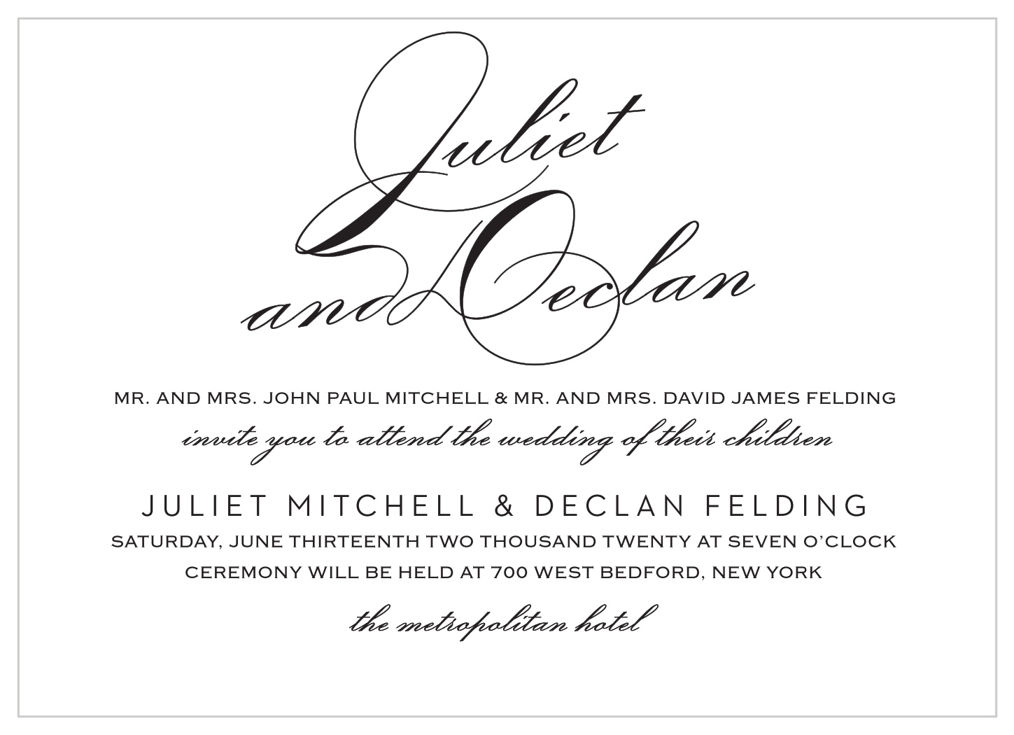 Classic Script Landscape Wedding Invitations