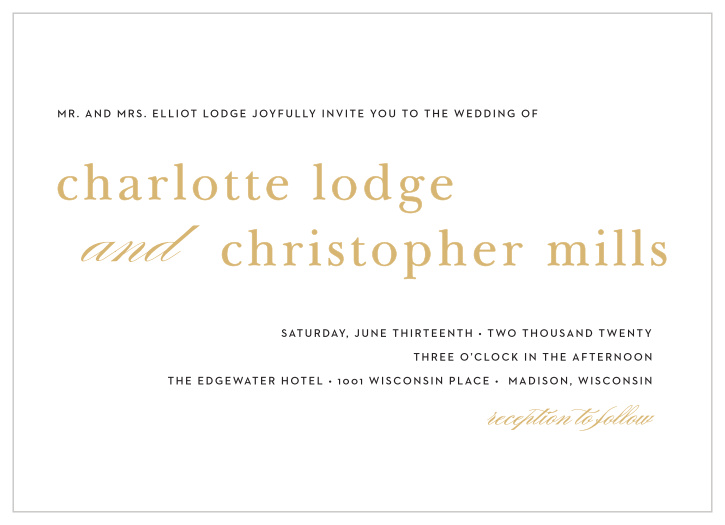 Sophisticated Typography Landscape Wedding Invitations