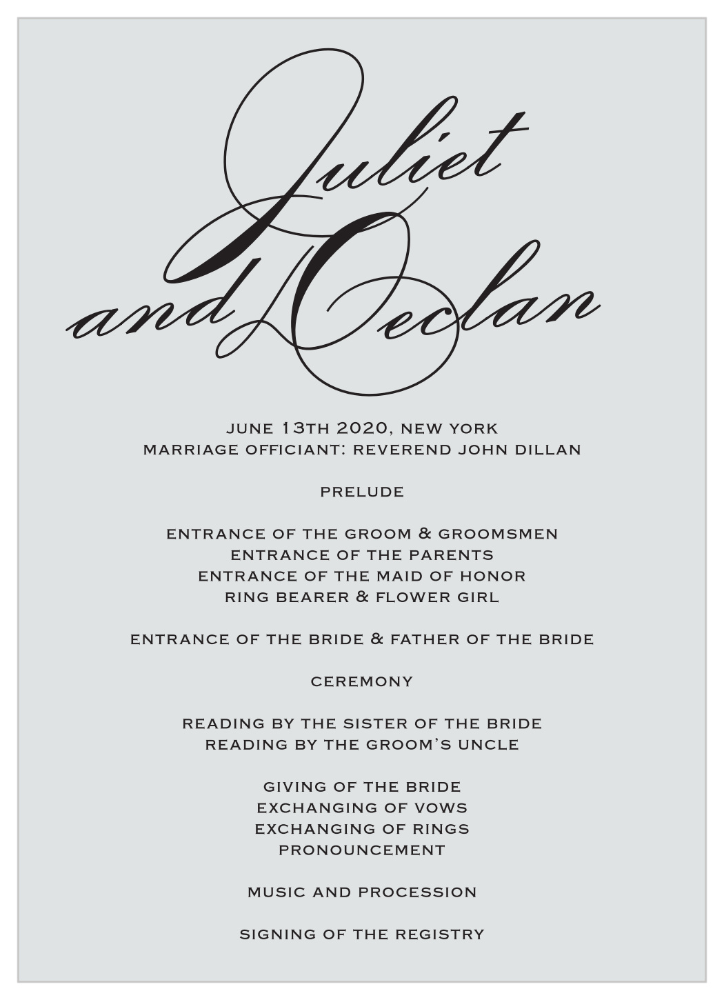Classic Script Wedding Programs