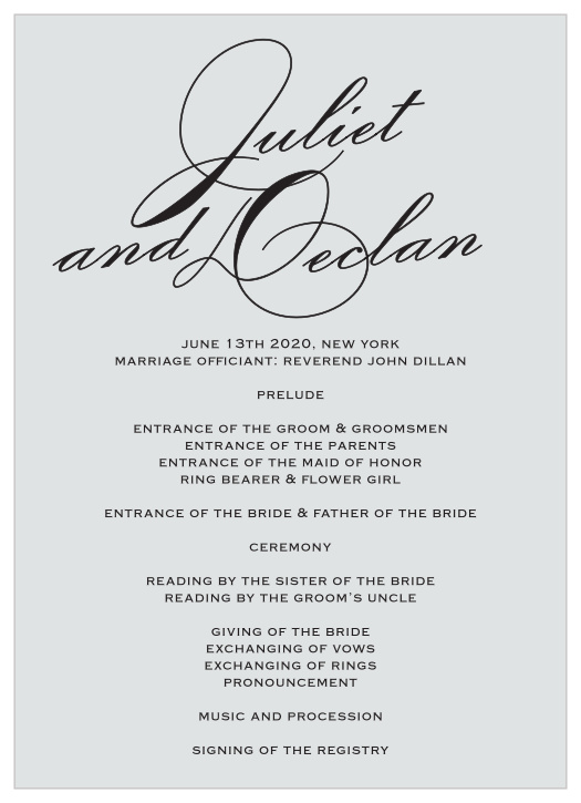 Classic Script Wedding Programs