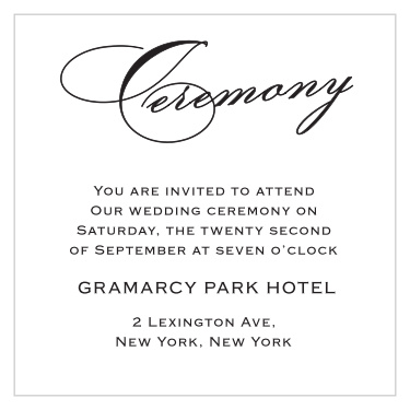 Classic Script Ceremony Cards