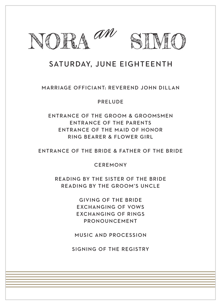 Deco Type Wedding Programs