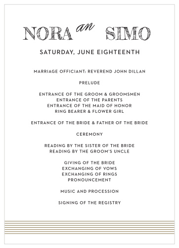 Deco Type Wedding Programs