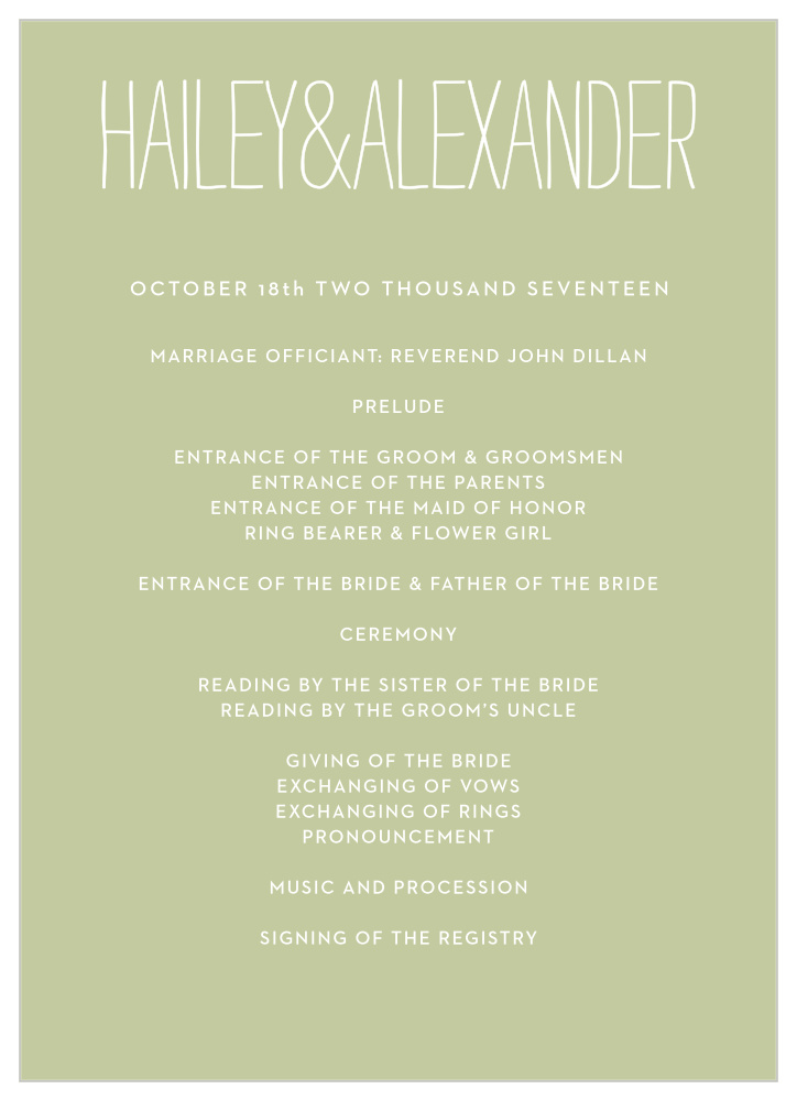 Rustic Type Wedding Programs