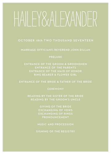 Rustic Type Wedding Programs