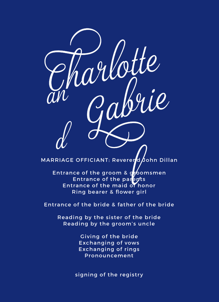 Script Emblem Wedding Programs