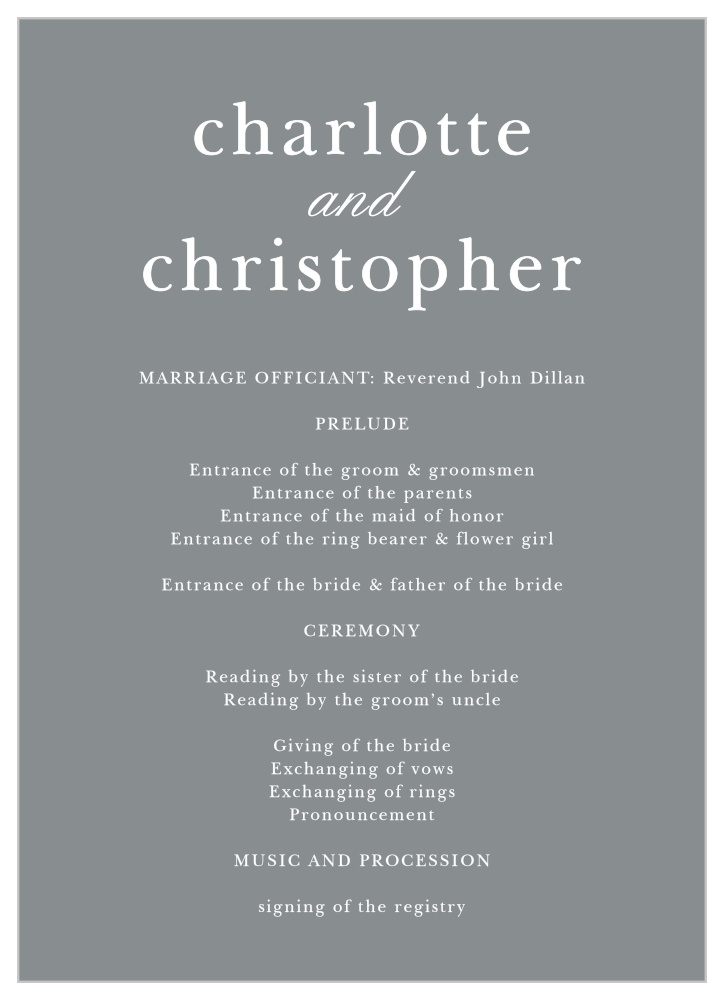 Sophisticated Typography Wedding Programs