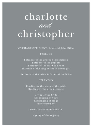 Sophisticated Typography Wedding Programs