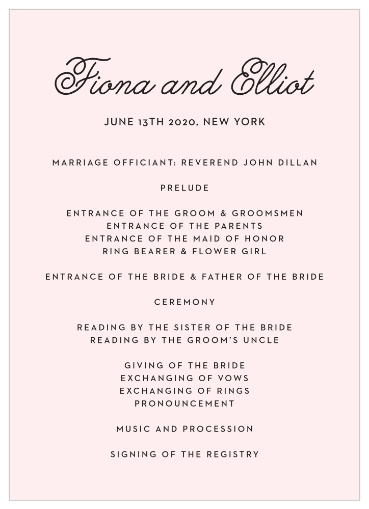 Sweetheart Script Wedding Programs