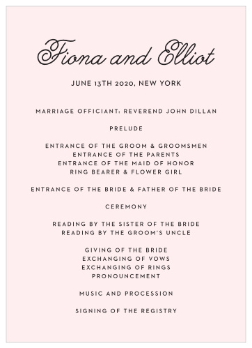 Sweetheart Script Wedding Programs