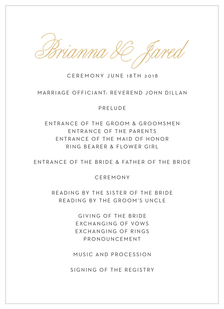 Traditional Script Wedding Programs