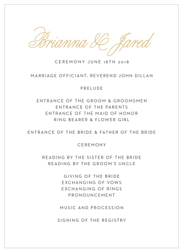 Traditional Script Wedding Programs