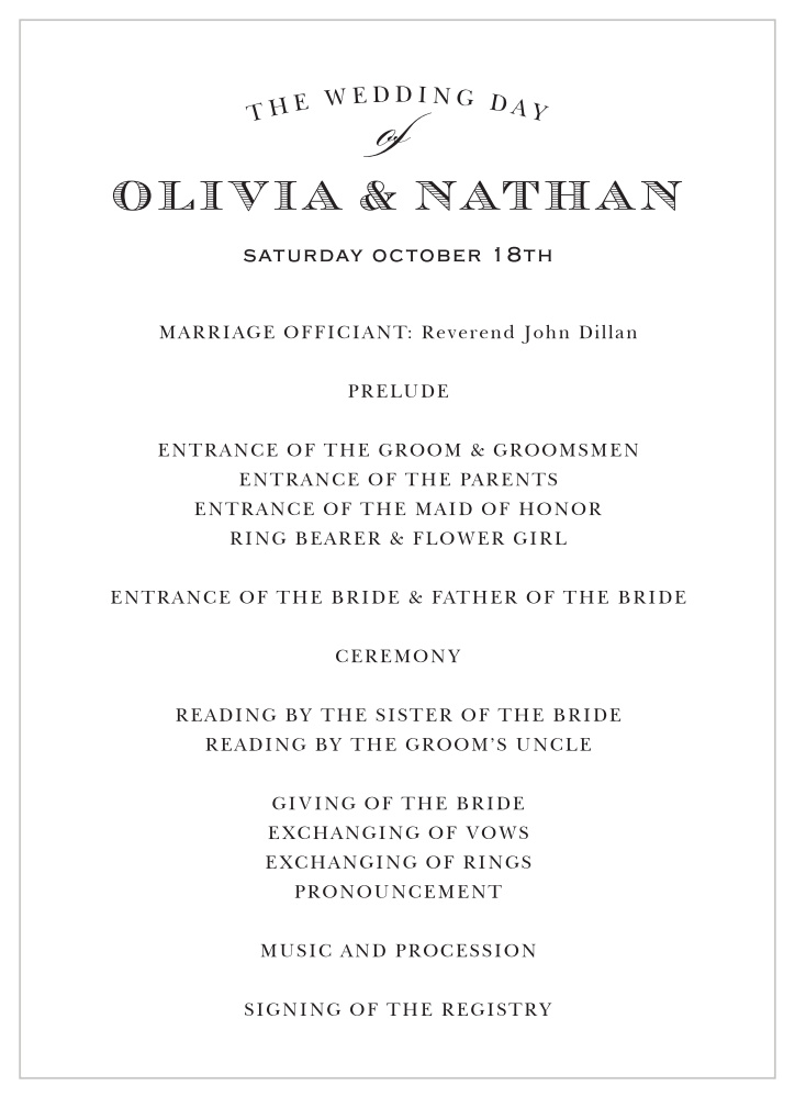 Traditional Sophistication Wedding Programs