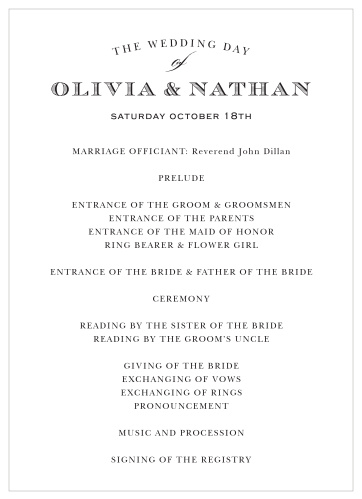 Traditional Sophistication Wedding Programs