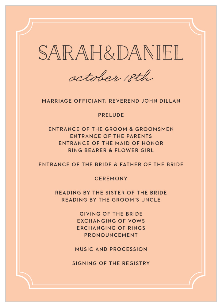 Type Frame Wedding Programs