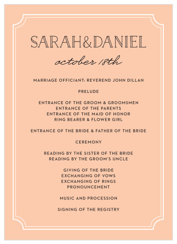 Type Frame Wedding Programs