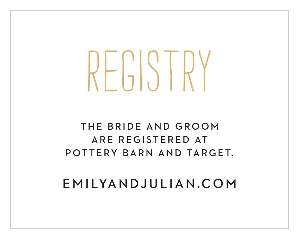 Rustic Type Registry Cards