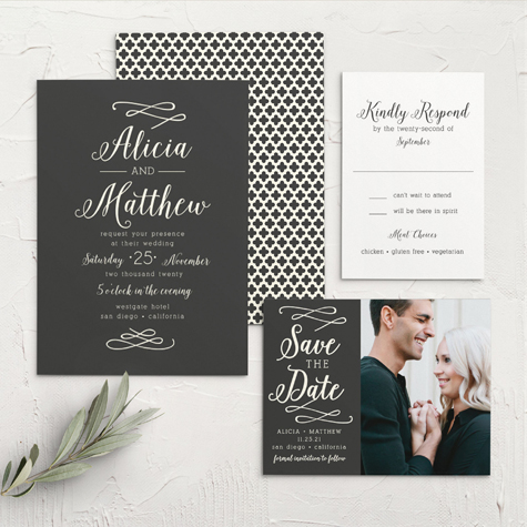 Whimsical Calligraphy Wedding Invitations