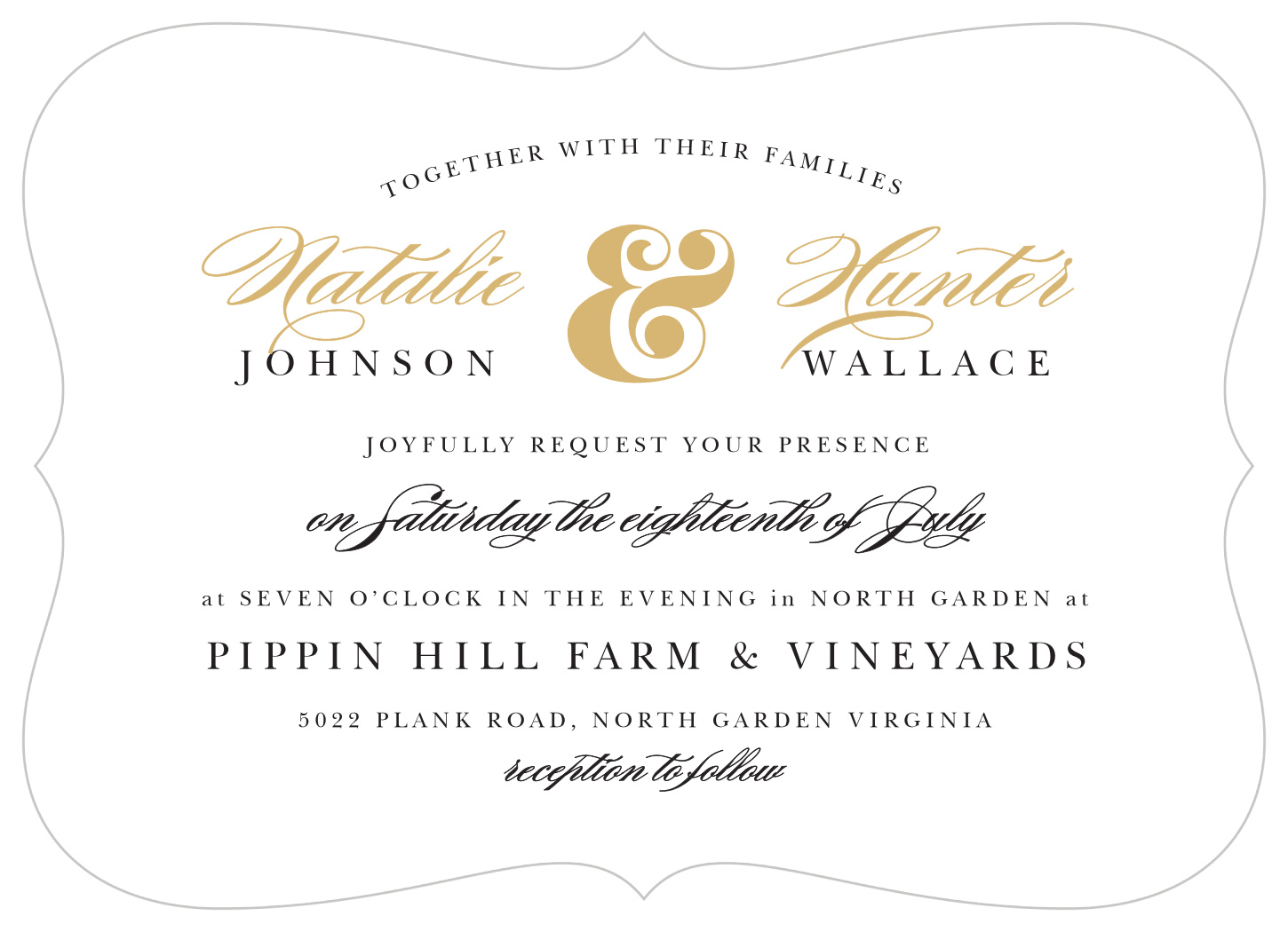 Minimal Ampersand Foil Landscape Wedding Invitations