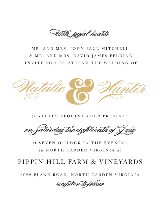 Minimal Ampersand Foil Portrait Wedding Invitations