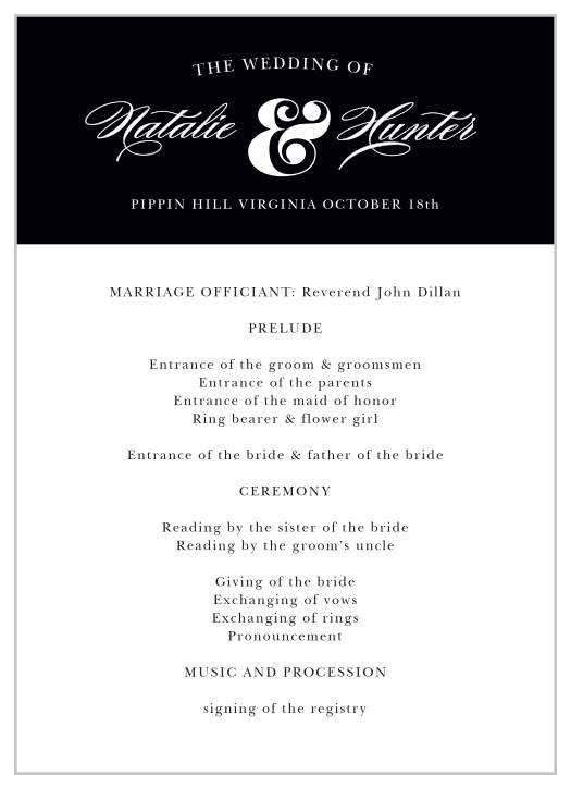 Minimal Ampersand Foil Wedding Programs