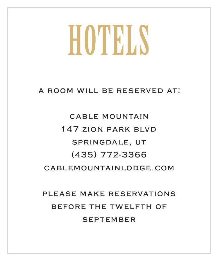 Antique Elegance Foil Accommodation Cards