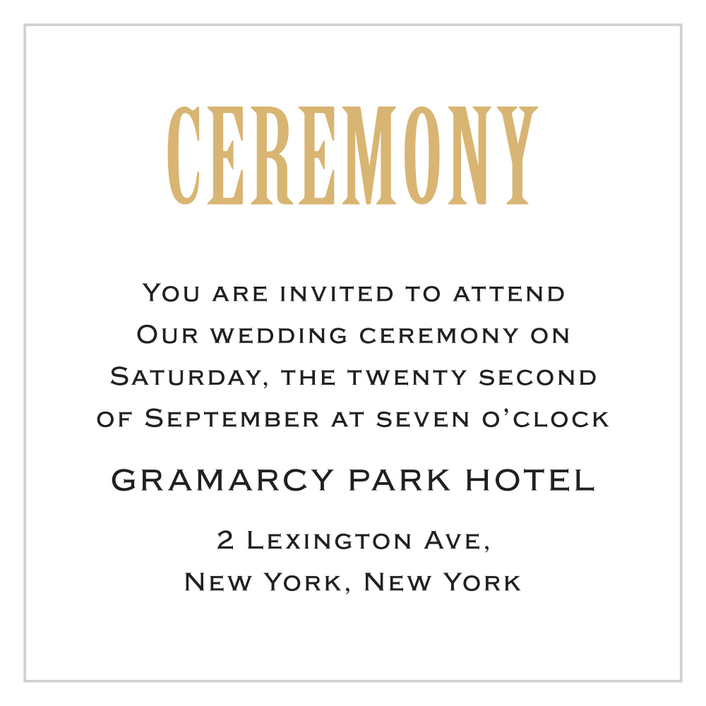 Antique Elegance Foil Ceremony Cards
