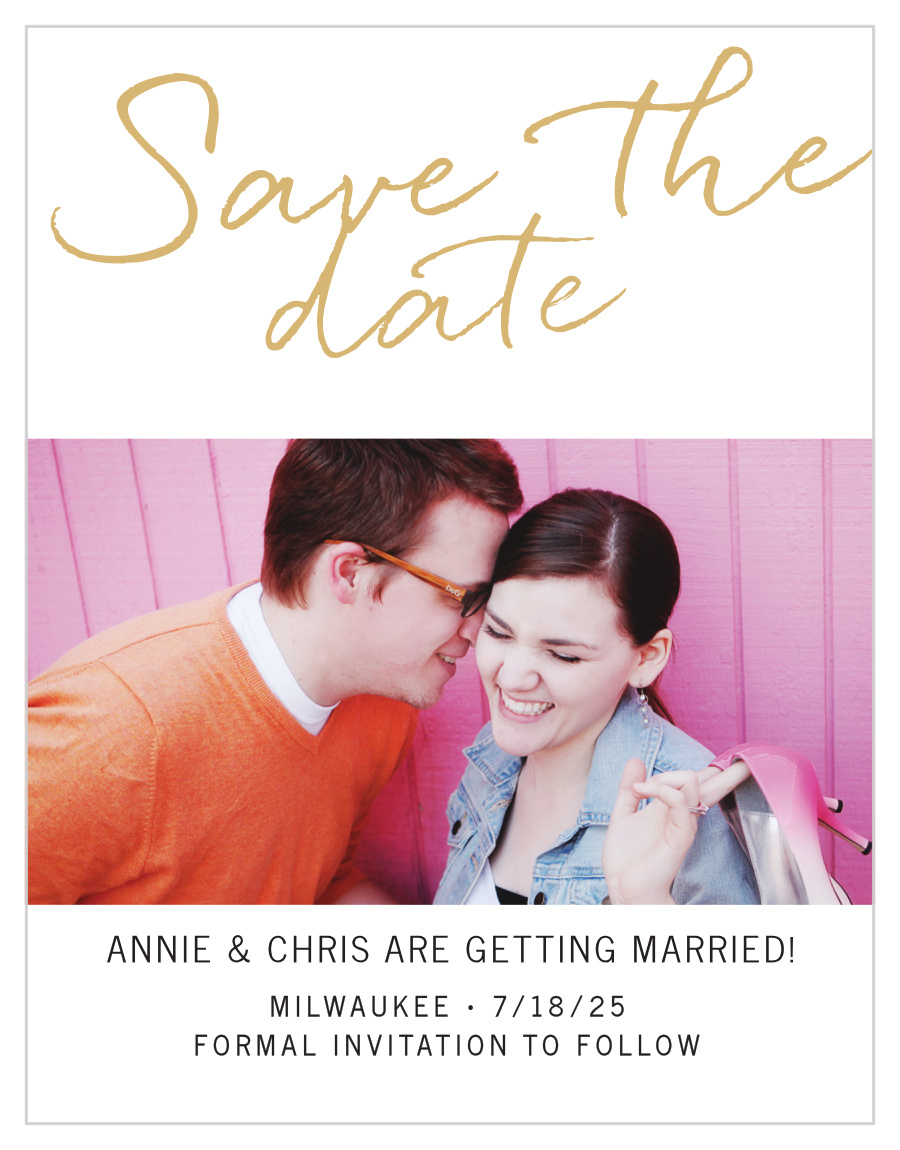 Brush Script Foil Save the Date Magnets