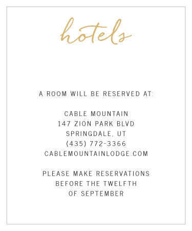 Brush Script Foil Accommodation Cards 