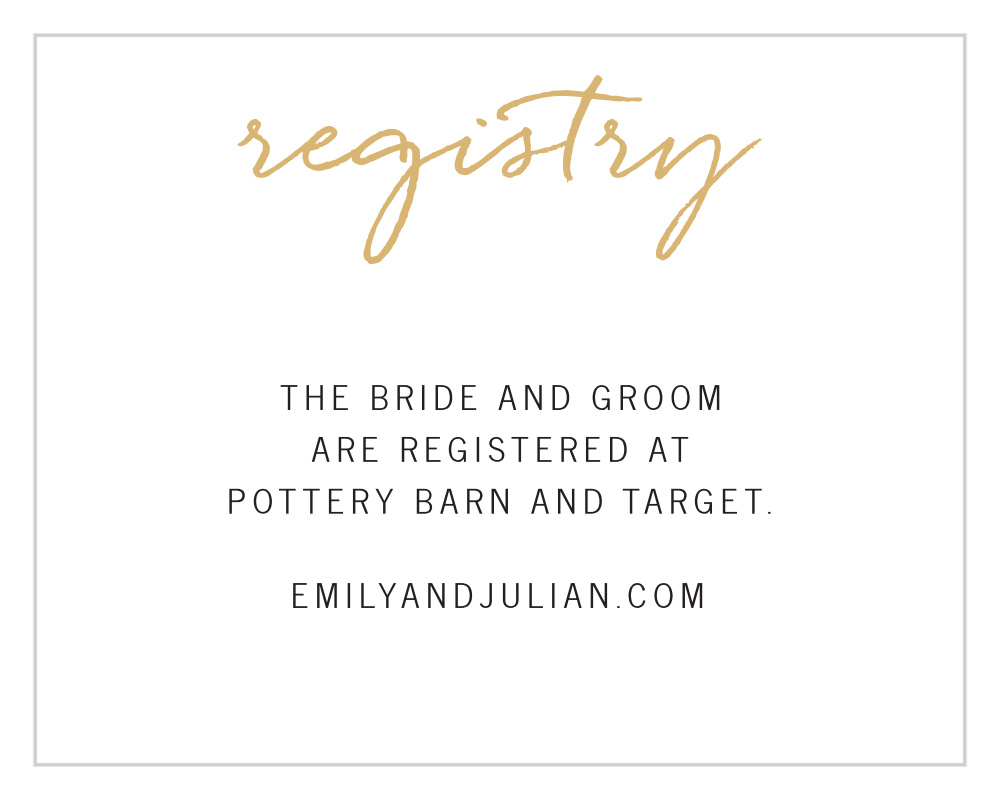 Brush Script Foil Registry Cards