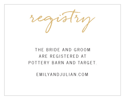 Brush Script Foil Registry Cards