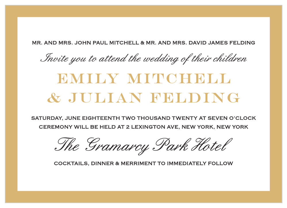 Classic Border Foil Landscape Wedding Invitations