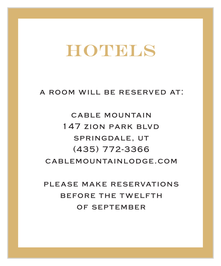 Classic Border Foil Accommodation Cards 