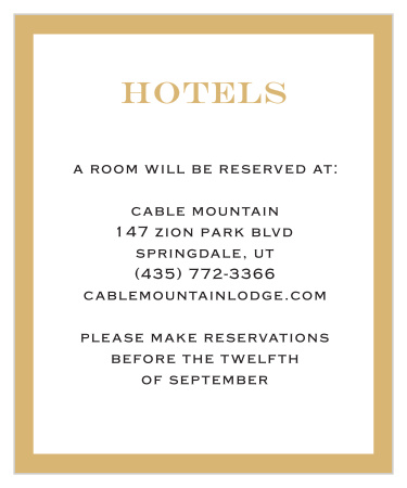 Classic Border Foil Accommodation Cards 