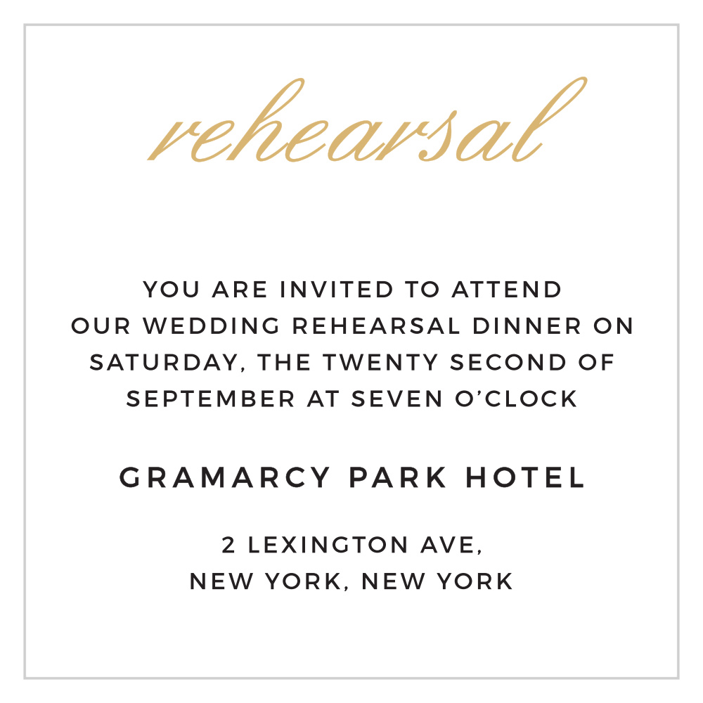 Minimalist Typography Foil Ceremony Cards