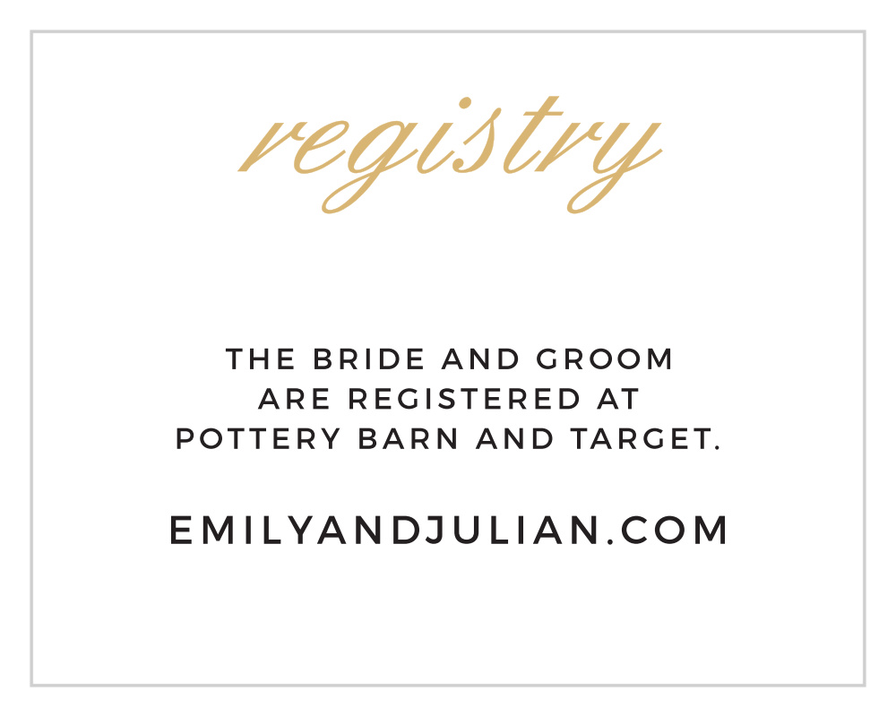 Minimalist Typography Foil Registry Cards