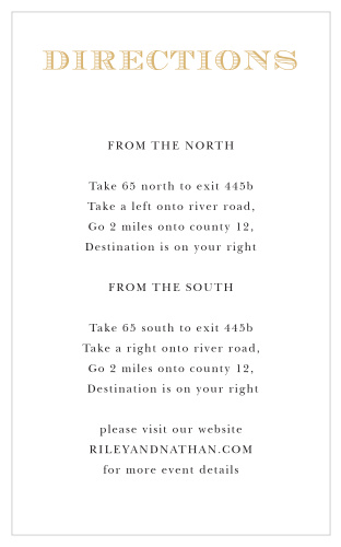 Traditional Sophistication Foil Direction Cards