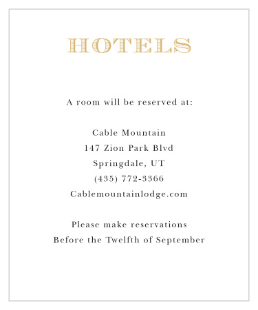 Traditional Sophistication Foil Accommodation Cards