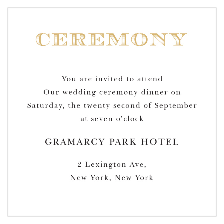 Traditional Sophistication Foil Ceremony Cards