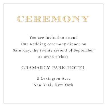 Traditional Sophistication Foil Ceremony Cards