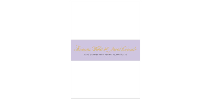 Traditional Script Foil Wedding Belly Bands