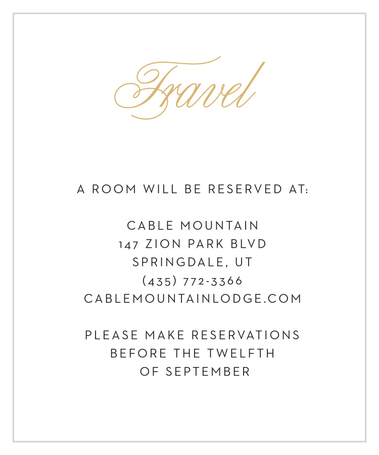 Traditional Script Foil Accommodation Cards